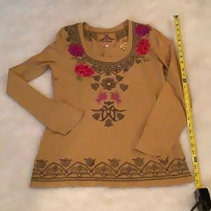 Johnny Was Long Sleeved Embroidered T Shirt